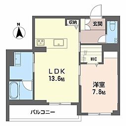 プレミアス御幸 1LDKの間取図画像