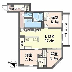 ザ リッツ大手町 3LDKの間取図画像