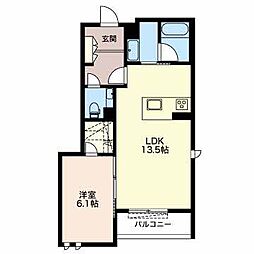 ロンドヴェルチュ覚王山 1LDKの間取図画像