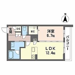 ベレオ花の木 1LDKの間取図画像