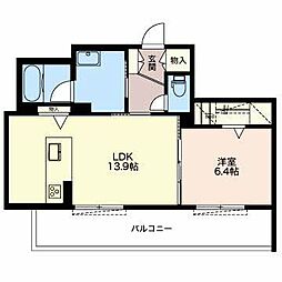 エクラージュ川名 1LDKの間取図画像