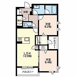 ルッソヴィータ矢白 2LDKの間取図画像