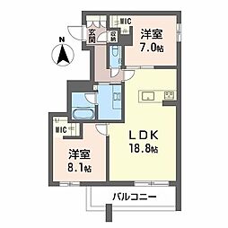 ファミール夜寒 2LDKの間取図画像