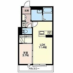 シャーメゾンガーデンズ橦木荘 1LDKの間取図画像