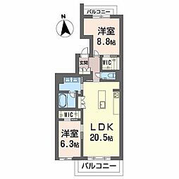 LIV NORITAKE 2LDKの間取図画像