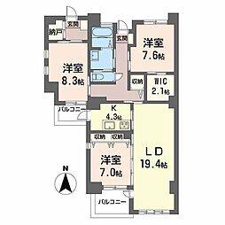 アンソレイエ覚王山 3LDKの間取図画像