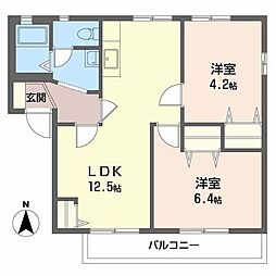 フレグランス大石A 2LDKの間取図画像