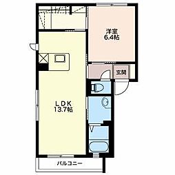 サウスバレーA 1LDKの間取図画像