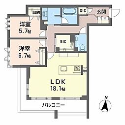 グラン佐藤 2LDKの間取図画像