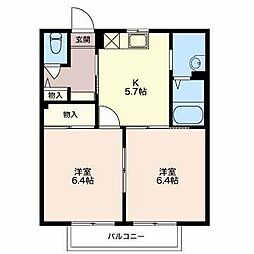 メゾン美果A 2Kの間取図画像