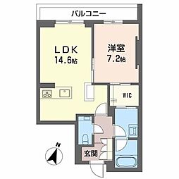 AZUR米山 1LDKの間取図画像