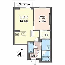 AZUR米山 1LDKの間取図画像