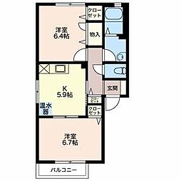 シャーメゾン029 2Kの間取図画像