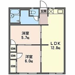サニータウン七舗C 2LDKの間取図画像