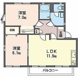 クレストアベニューA 2LDKの間取図画像