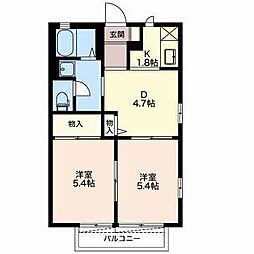 サンモール柿田川A 2DKの間取図画像