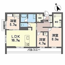ベレオ中台 3LDKの間取図画像