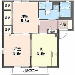 サンコーポ長沢B 2Kの間取図画像