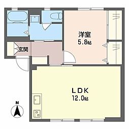 ディアス市川 1LDKの間取図画像
