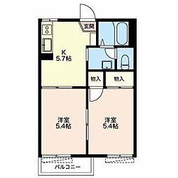 ビーフリー佐野E 2Kの間取図画像