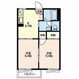 ビーフリー佐野E 2Kの間取図画像