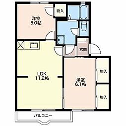 フレグランスオオタケA 2LDKの間取図画像