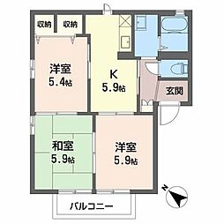 メゾンクレールA 3Kの間取図画像