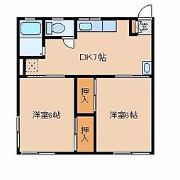コーポラス丸叶 2DKの間取図画像