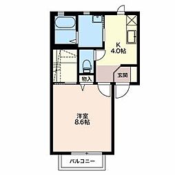 マストタウン出川B 1Kの間取図画像