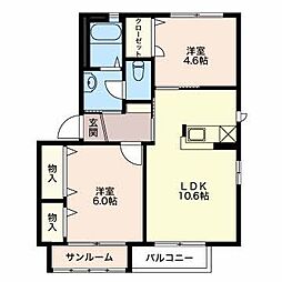 パストラルキノシタ 2LDKの間取図画像