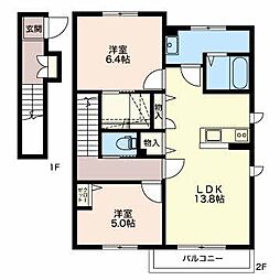クオレール 2LDKの間取図画像