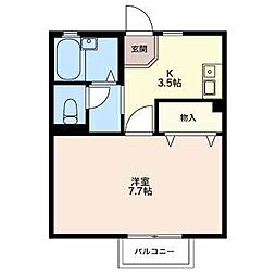 イゾラベラ呉羽 1Kの間取図画像
