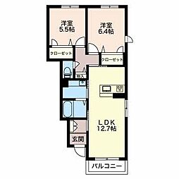 創 1階2LDKの間取り