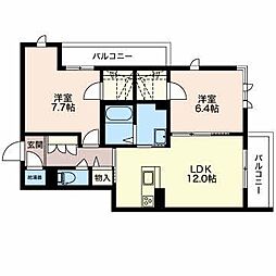 ベルモンターニュ 2LDKの間取図画像