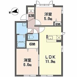 ディアス和幸C 2LDKの間取図画像