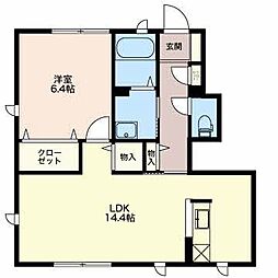 シャルマン小杉A 1LDKの間取図画像