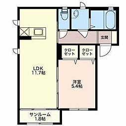 アジュール小杉A 1LDKの間取図画像