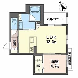 Avenir神通 1LDKの間取図画像