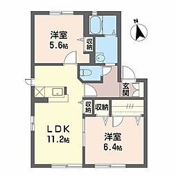 ヴェル・ドミールA 2LDKの間取図画像