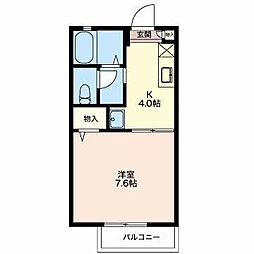 ディアス花水木 1Kの間取図画像