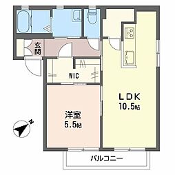クァトルセゾンB 1LDKの間取図画像