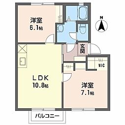 スプラウトハイツB 2LDKの間取図画像