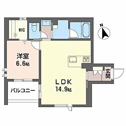 ヴィア パラディーソ 1LDKの間取図画像
