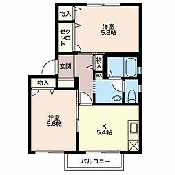 ラ・フレール・エス 2Kの間取図画像