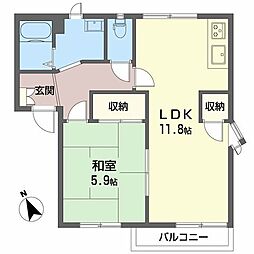 フレグランス小泉A 1LDKの間取図画像