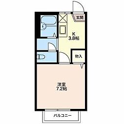フレグランス・ランドD 1Kの間取図画像