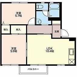 ミレニアム松崎 2LDKの間取図画像