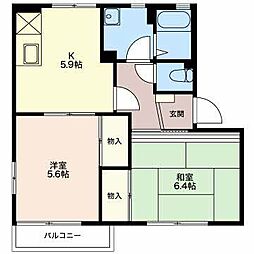 フレグランスヒロC 2Kの間取図画像