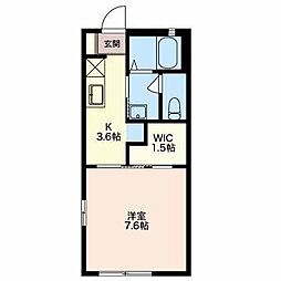ヴィラ・エトワールA 1Kの間取図画像