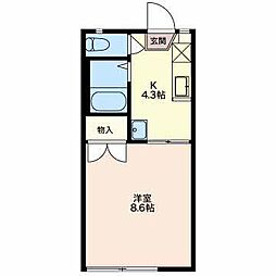 サンフレグランス東部 1Kの間取図画像
